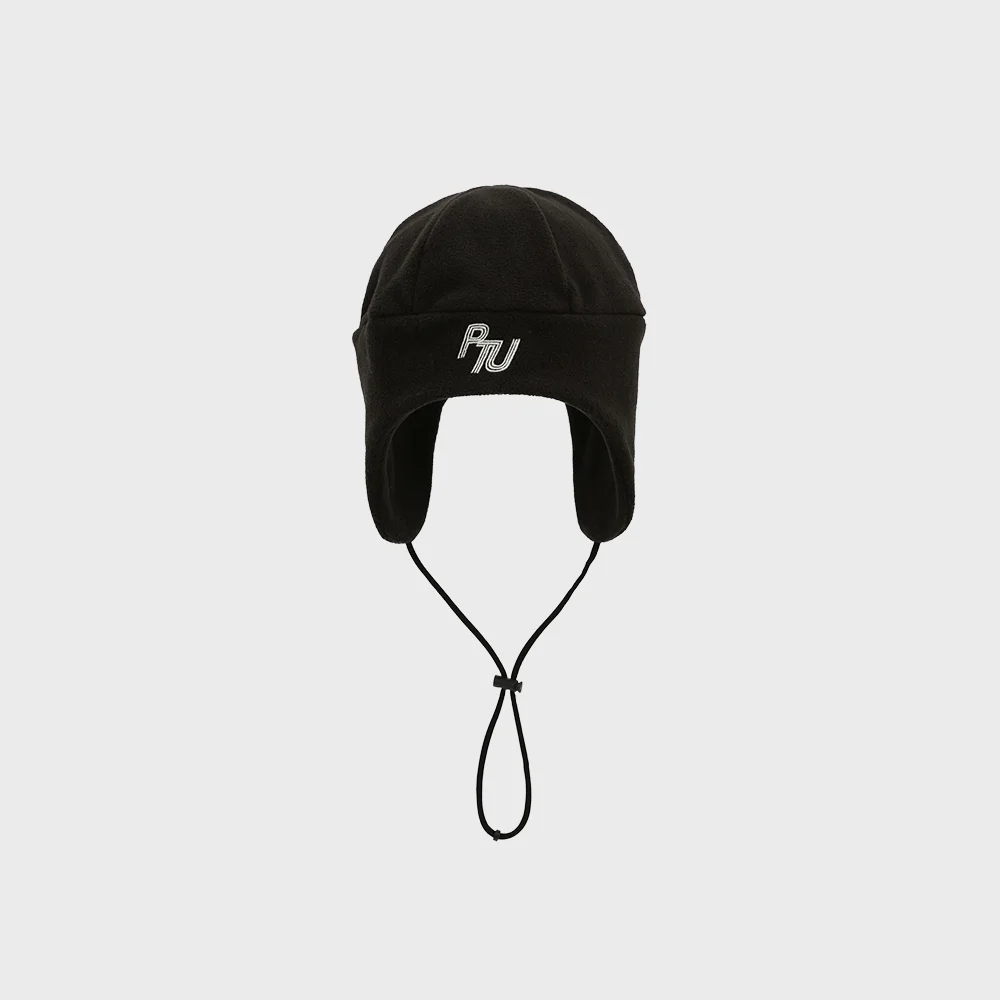 ACADEMY FLEECE EARFLAP BEANIE / BLACK