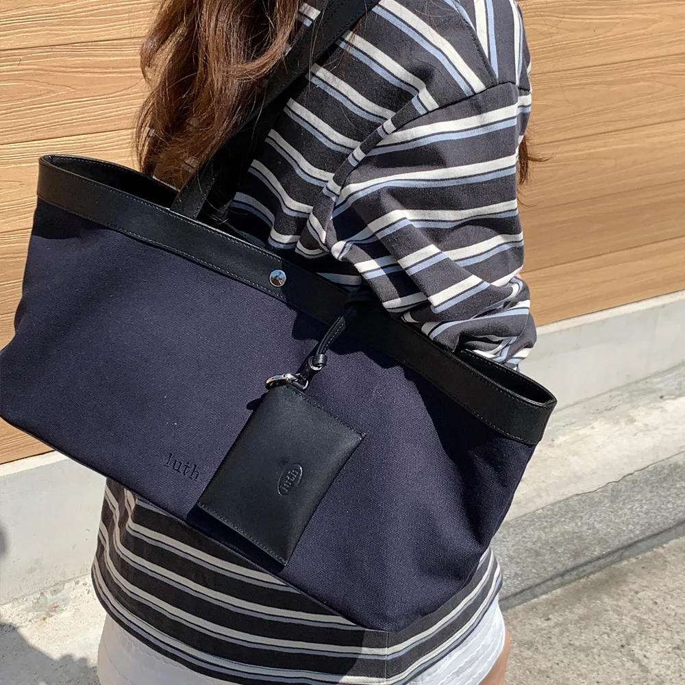 (2次入貨) Daily Leather Canvas Shoulder Bag(帆布側背袋) _ NAVY