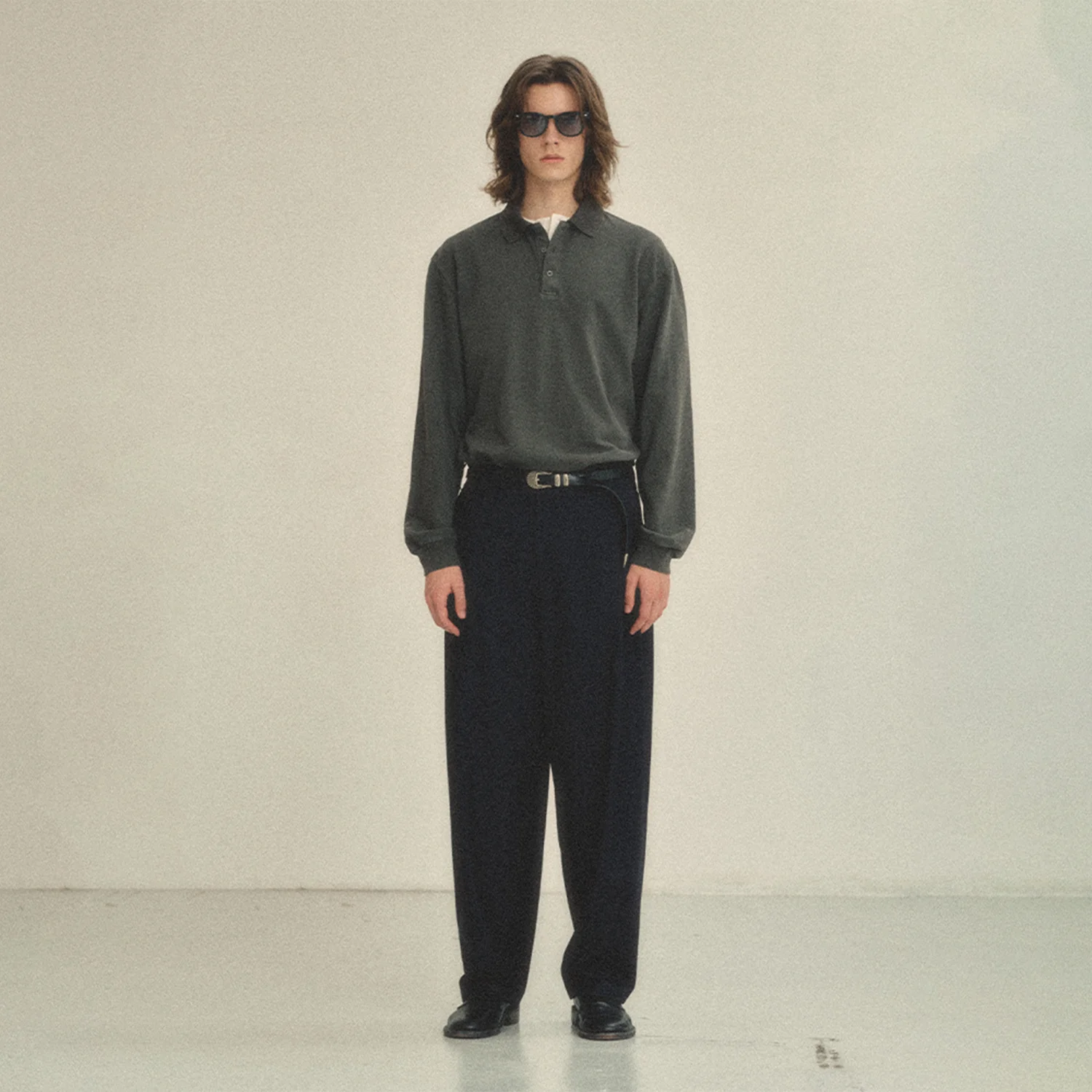 Washed Pique Polo Shirt_ Faded Charcoal