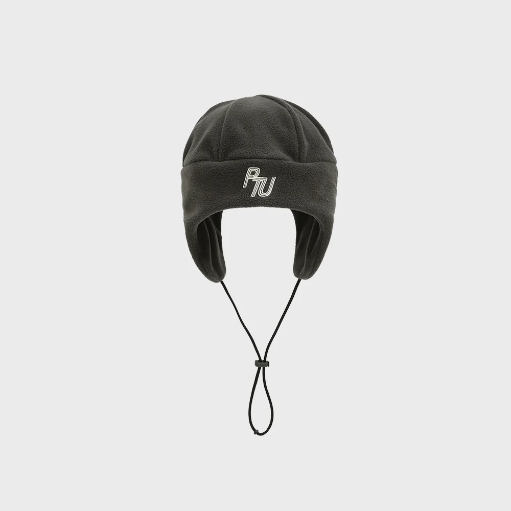 ACADEMY FLEECE EARFLAP BEANIE / CHARCOAL