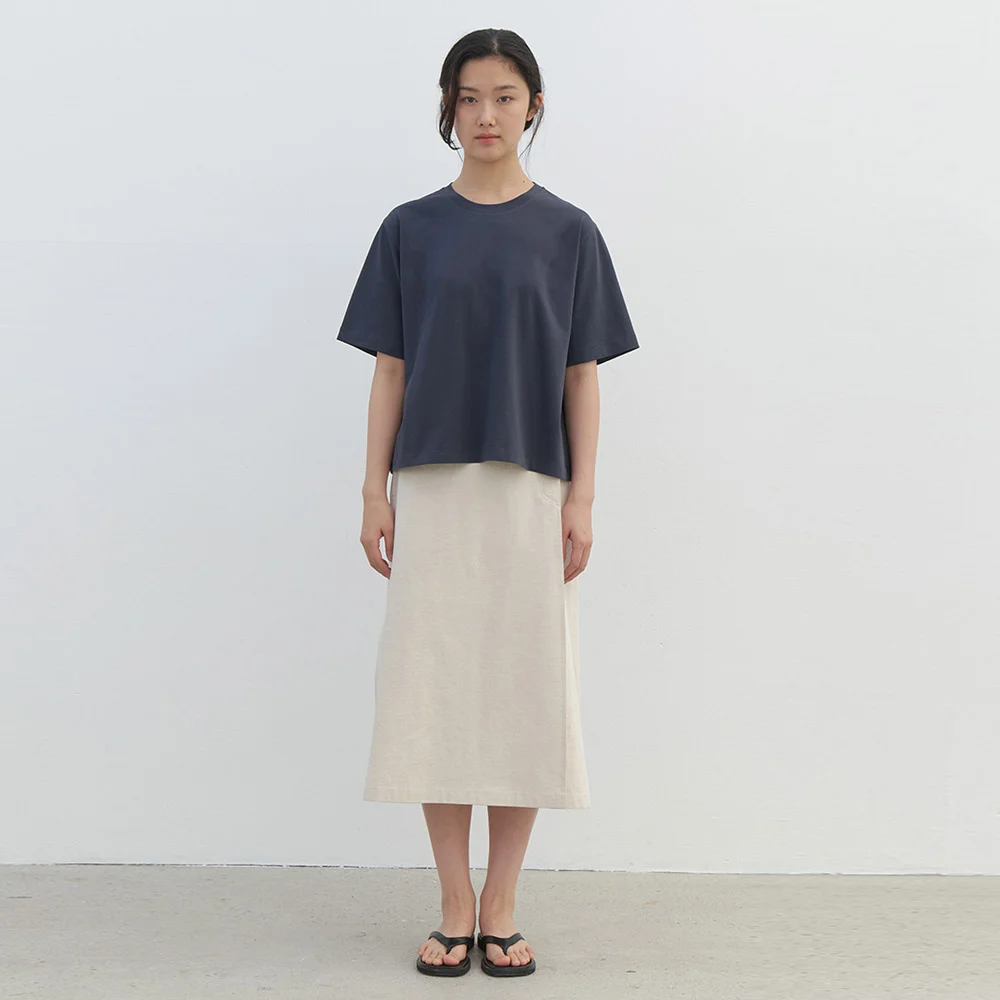 cotton loose t-shirt-navy