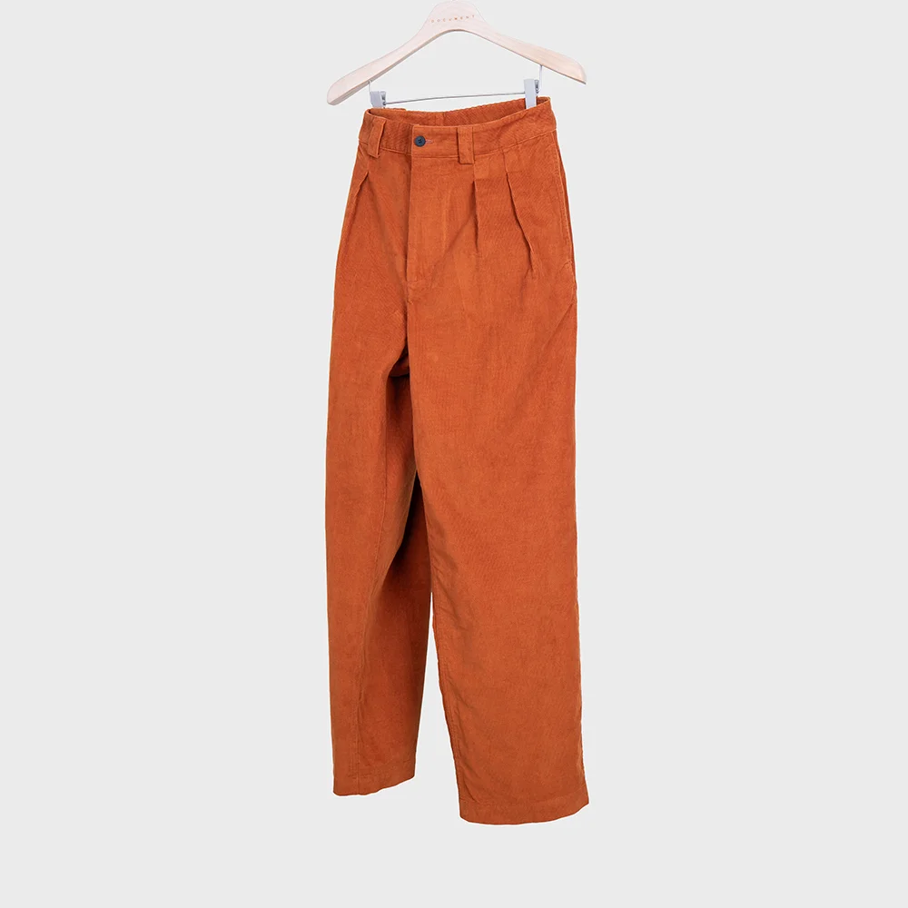 CORDUROY TUCKED TROUSERS_LIGHT BROWN