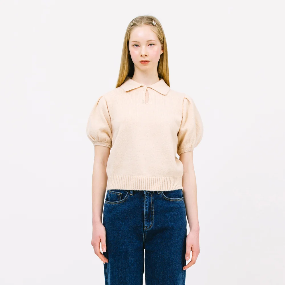 bon bon knit top_apricot