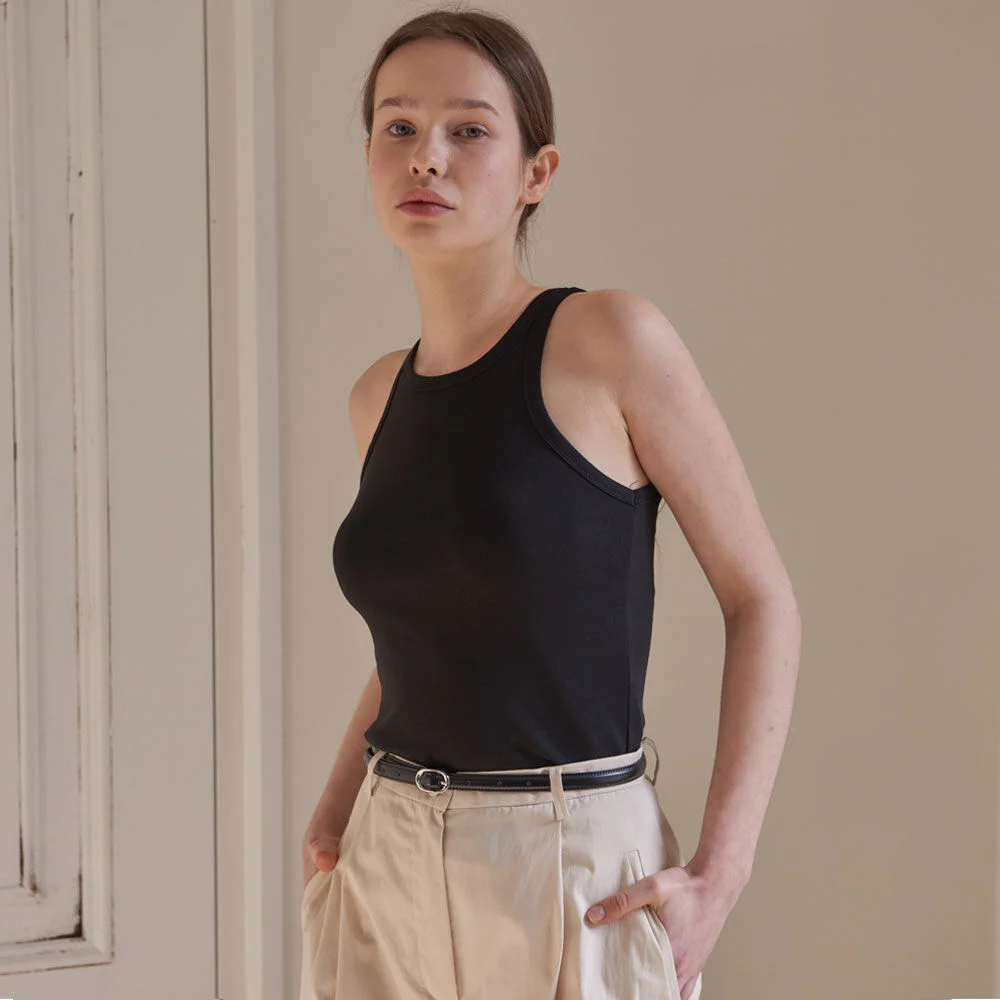 Curved Rib Sleeveless (Black)