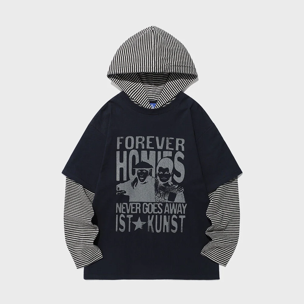 FOREVER HOMIES LAYERED LS TEE_NAVY(IK2FSMT550A)