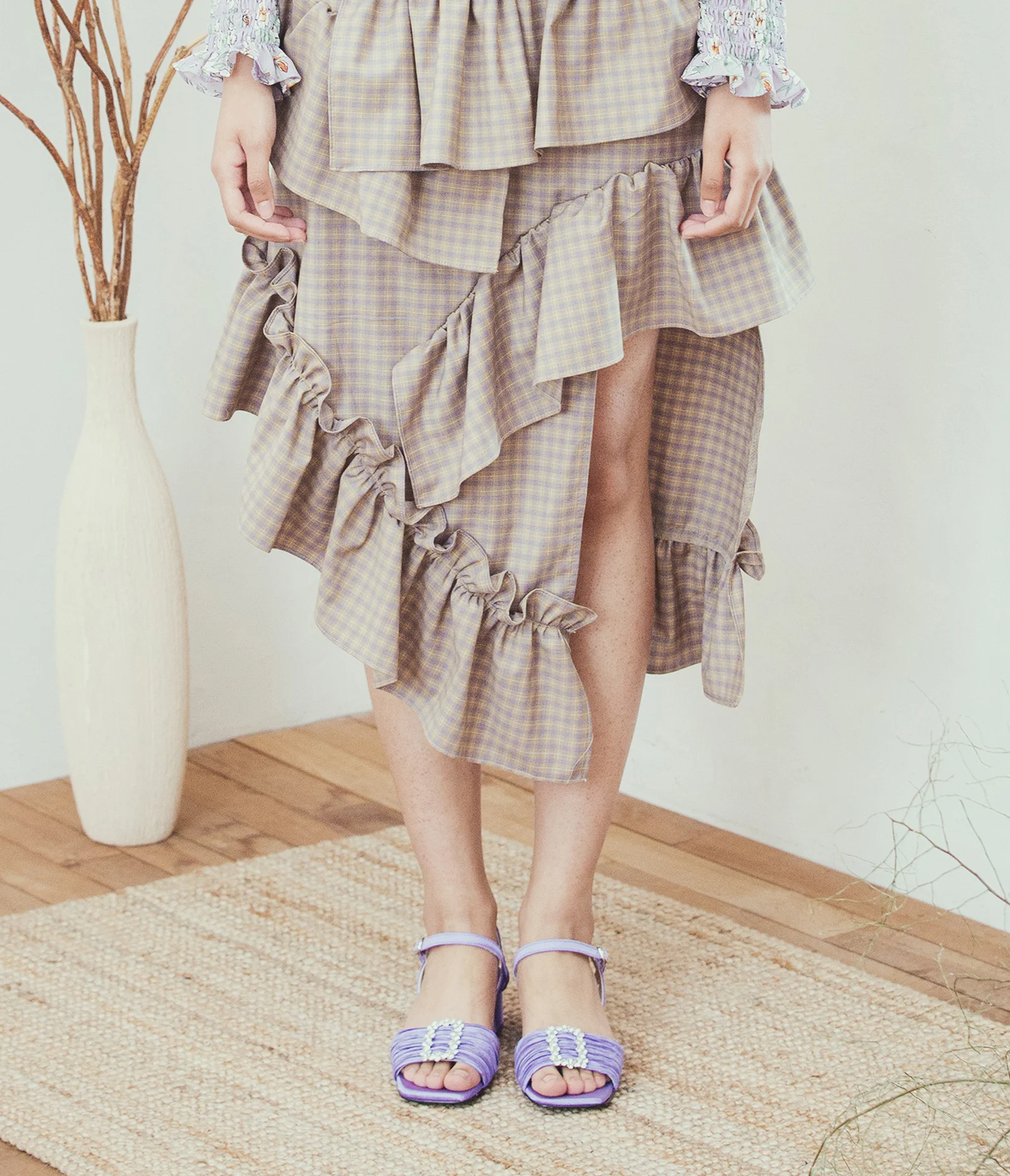 light purple Elizabeths sandles 淺紫色 淺紫色 緞面 Elizabeth 裝飾 涼鞋