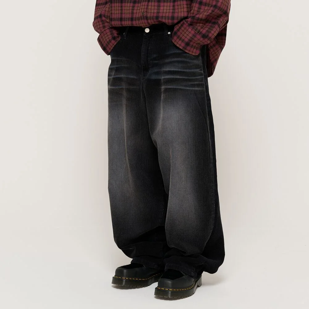 WASHED CORDUROY BALLOON PANTS (BLACK)