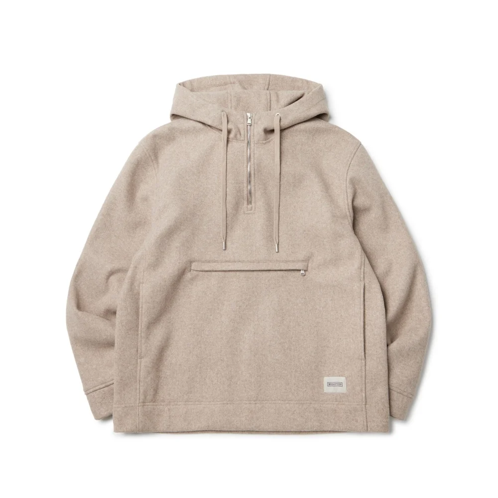WOOL HALF ZIP HOODY - MOCHA (P233UTS236)
