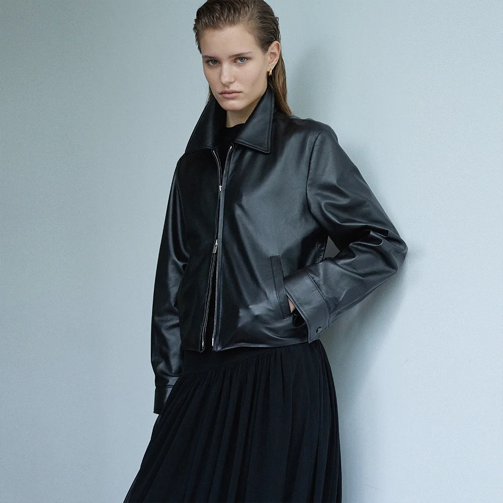 Two-way Lambskin Zip-up Jacket