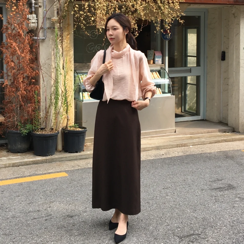 MAXI PENCIL SKIRT_BROWN
