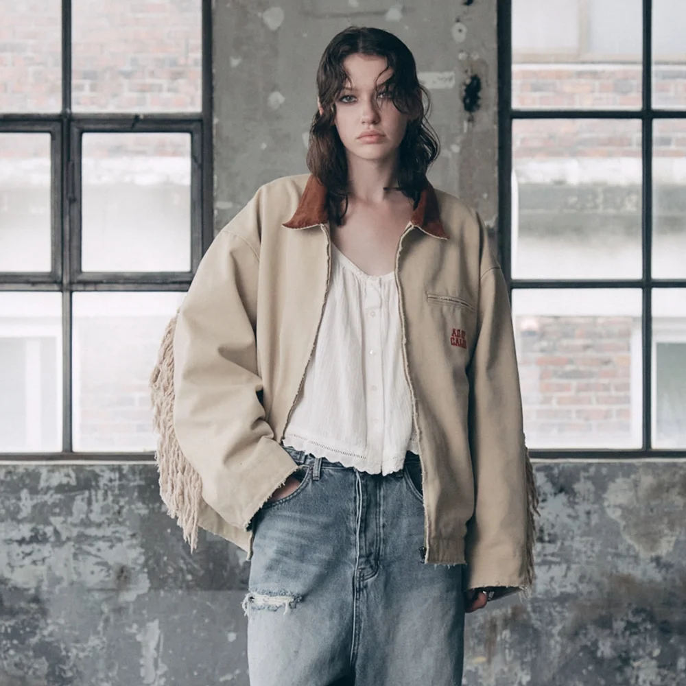 FRINGE WORK JACKET BEIGE