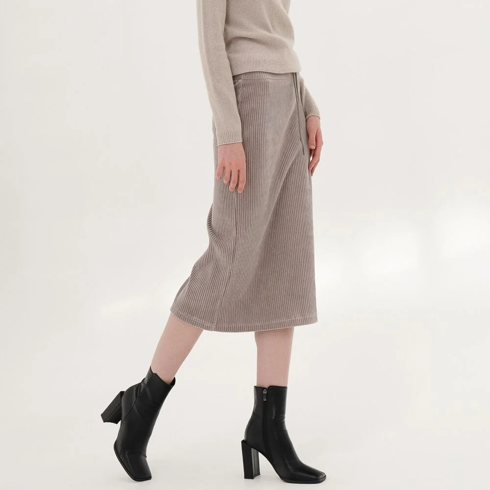 Corduroy Bending Skirt _Beige