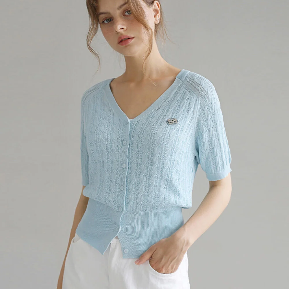Airy summer cable knit cardigan