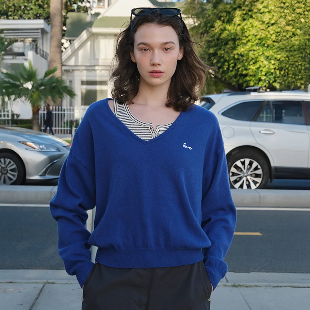 Rosh Deep V-Neck Knit - Blue