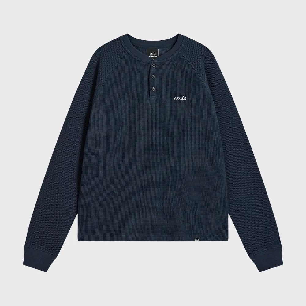 WAFFLE RAGLAN T-SHIRT-NAVY
