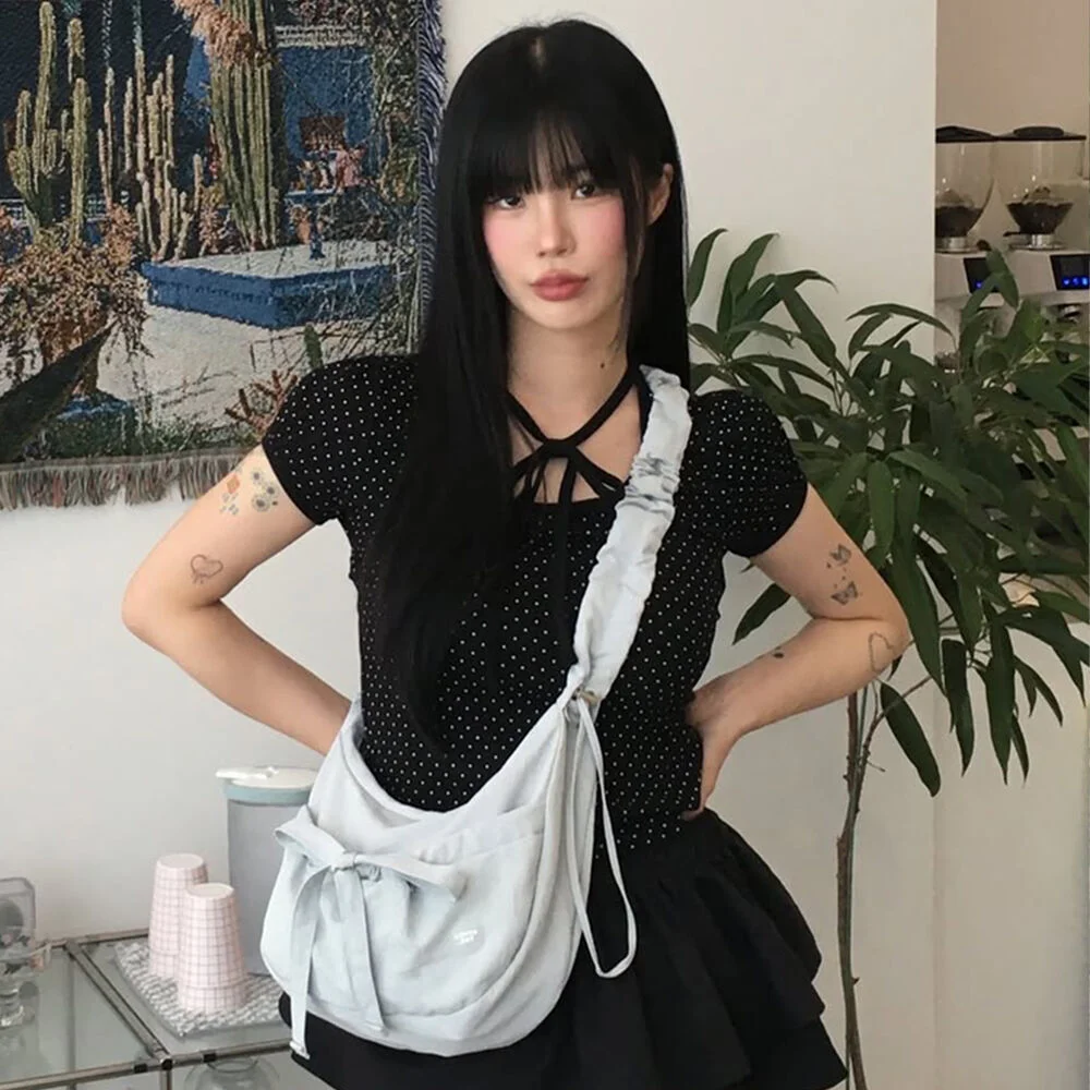 女裝 Cloverheart 抽褶 中度 尼龍 Hobo Bag 藍色