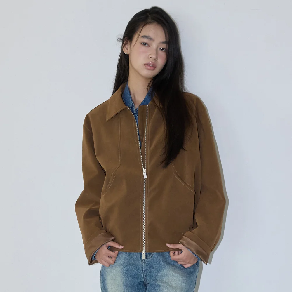 CLASSIC SUEDE BLOUSON CAMEL BROWN