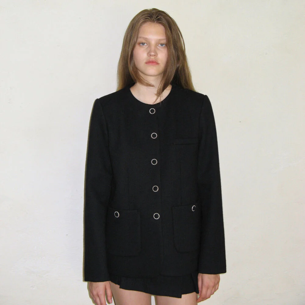 Melton Tweed Jacket (Black)