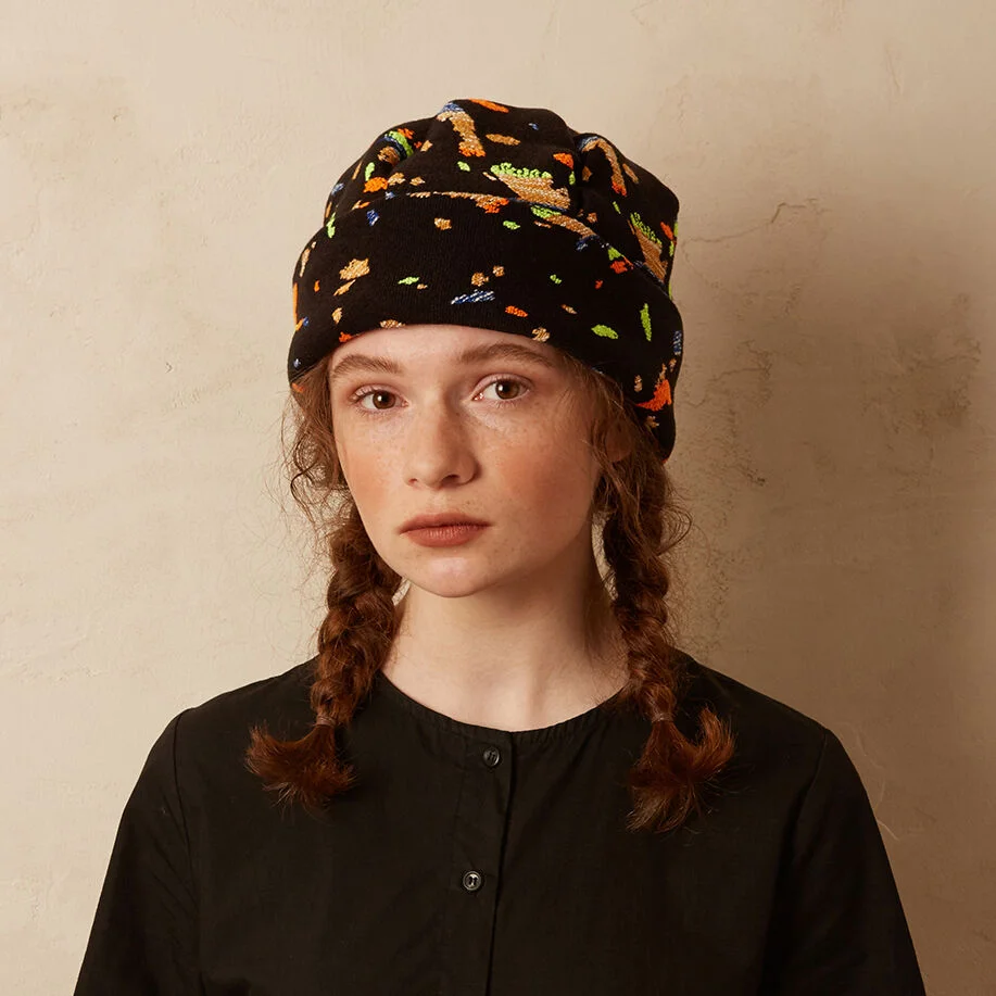 Jacquard fabric beanie