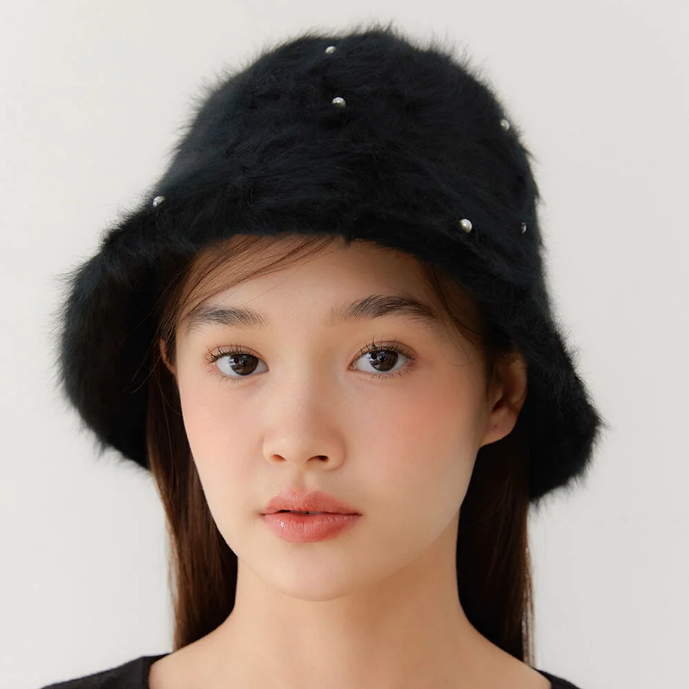 pearl spread angora bucket hat_2color HA010