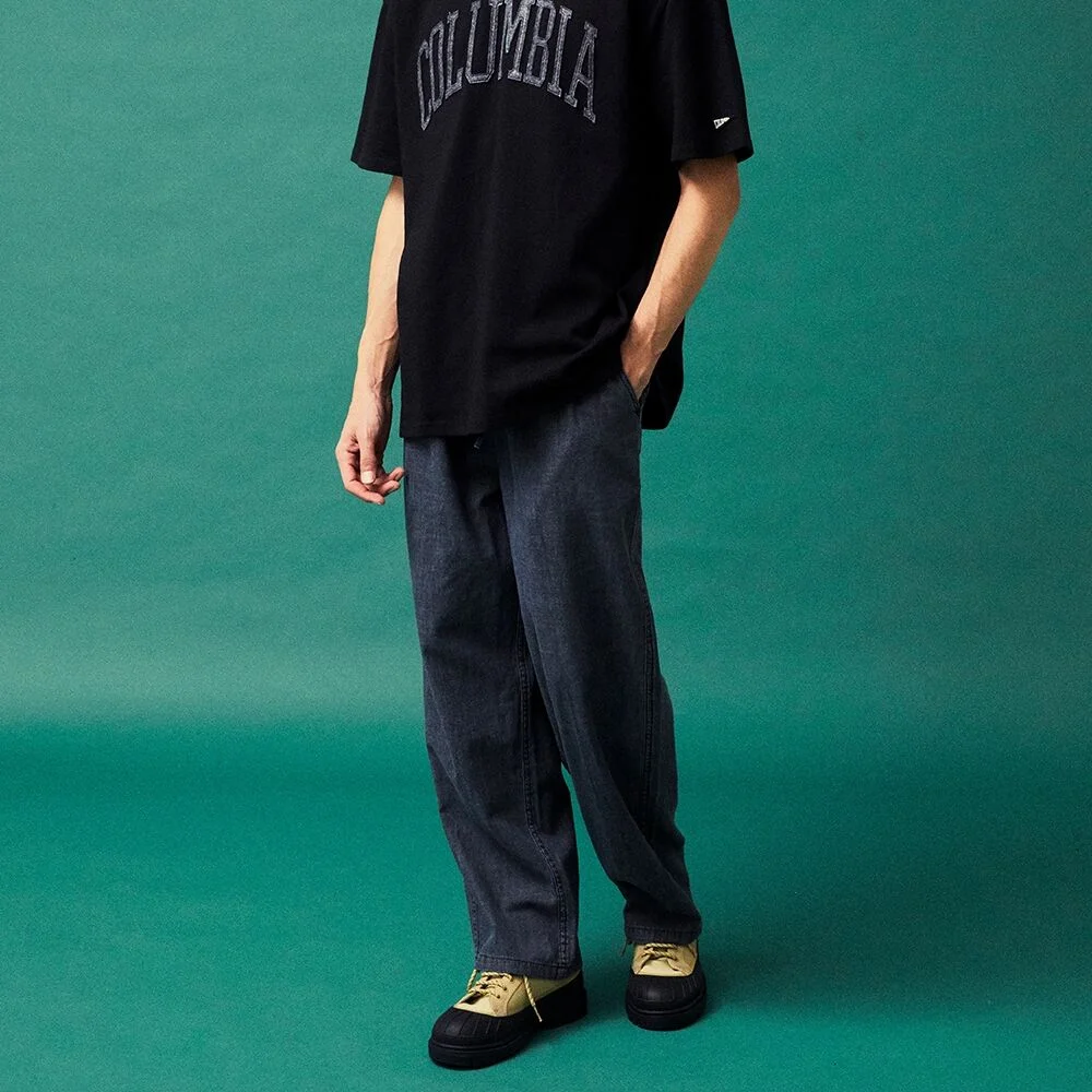 MIL-LABEL PINTUCK DENIM PANTS 黑色牛仔