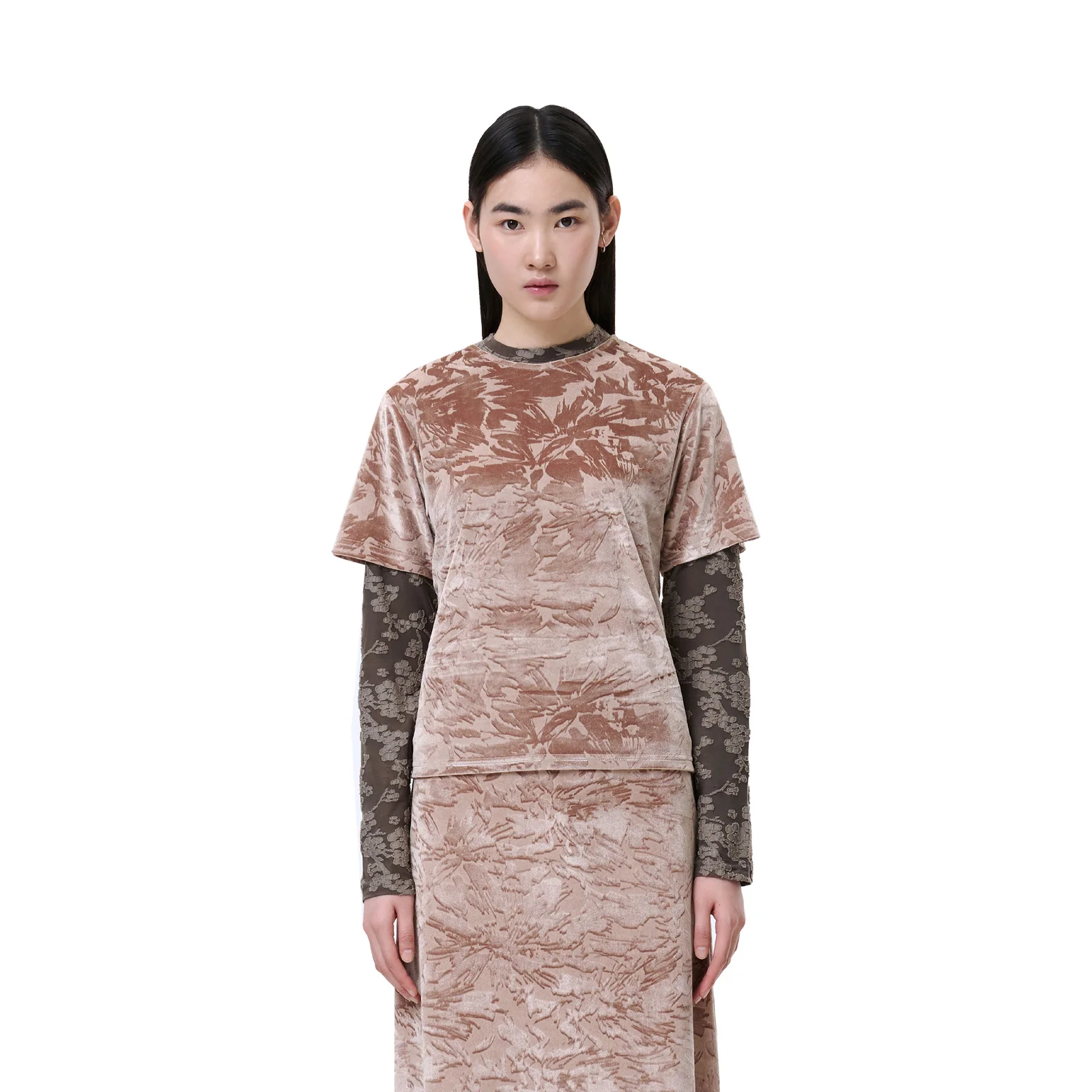VELVET HALF-SLEEVE TOP (GOLD)