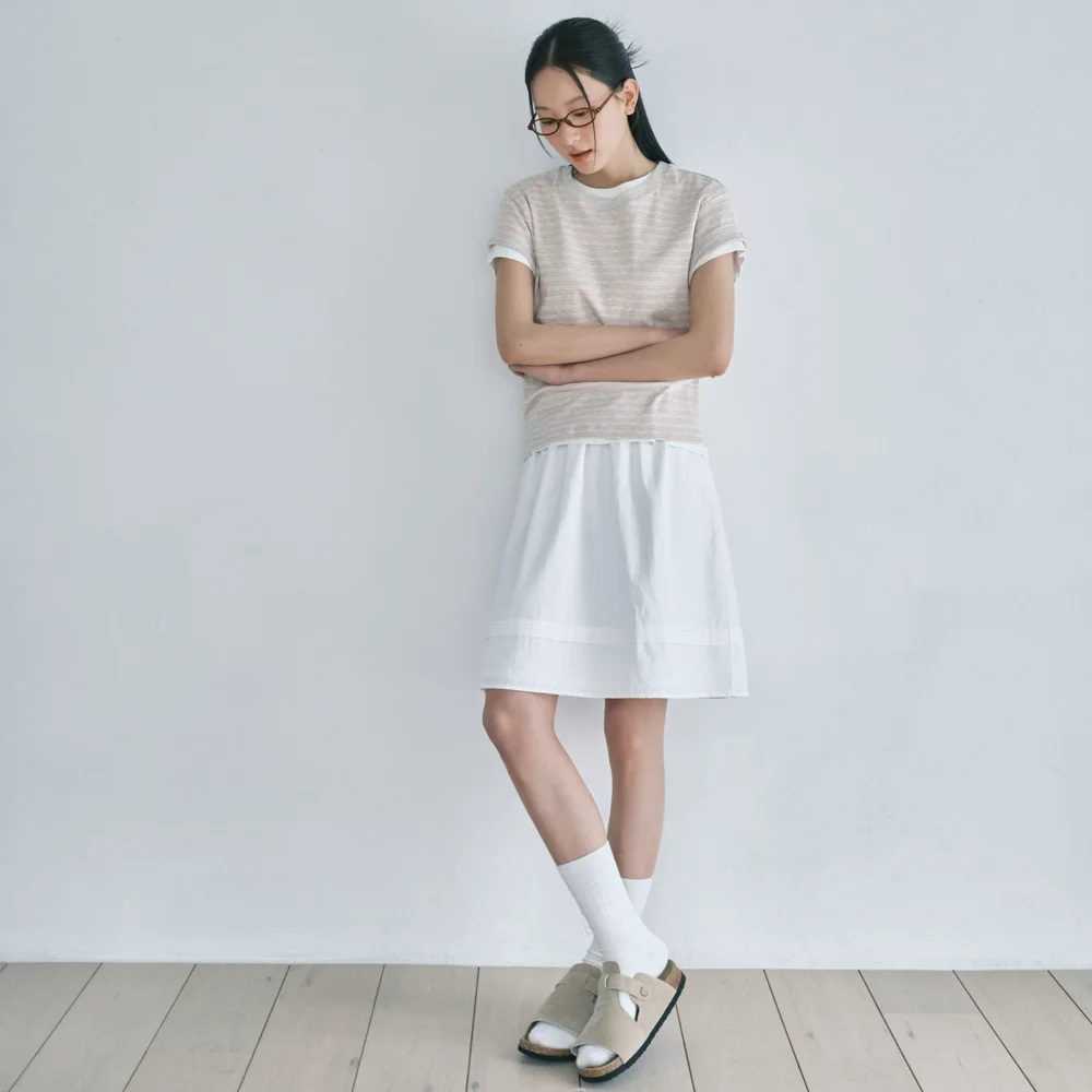 COTTON PINTUCK SKIRT_WHITE