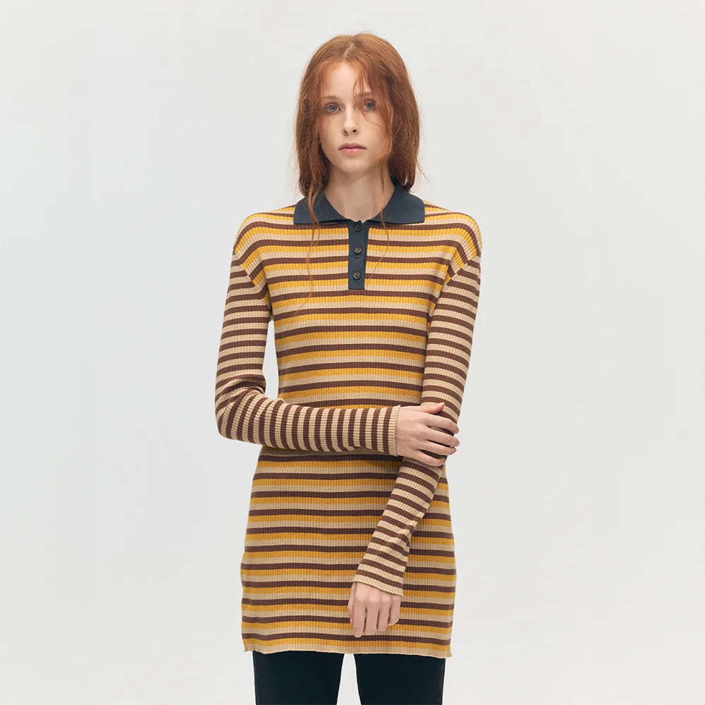 PK STRIPE MINI DRESS_orange/brown
