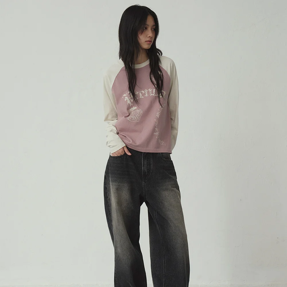 VINTAGE LOGO RAGLAN LONG SLEEVE GLOOMY PINK