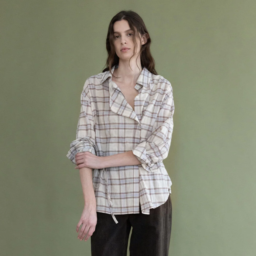 Asymetric Double Placket Check Shirt SW5AB326-98