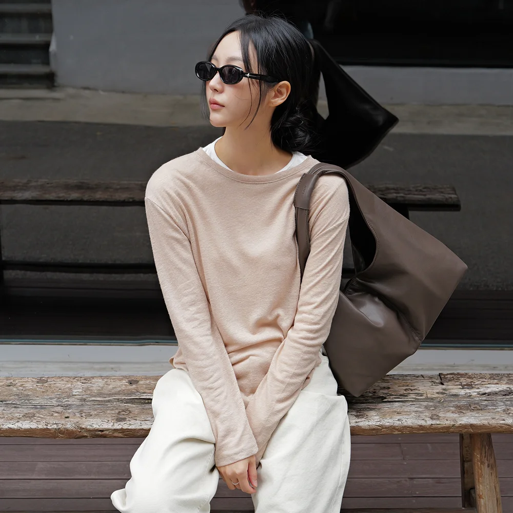 PURE LONG SLEEVE T-SHIRTS_BEIGE