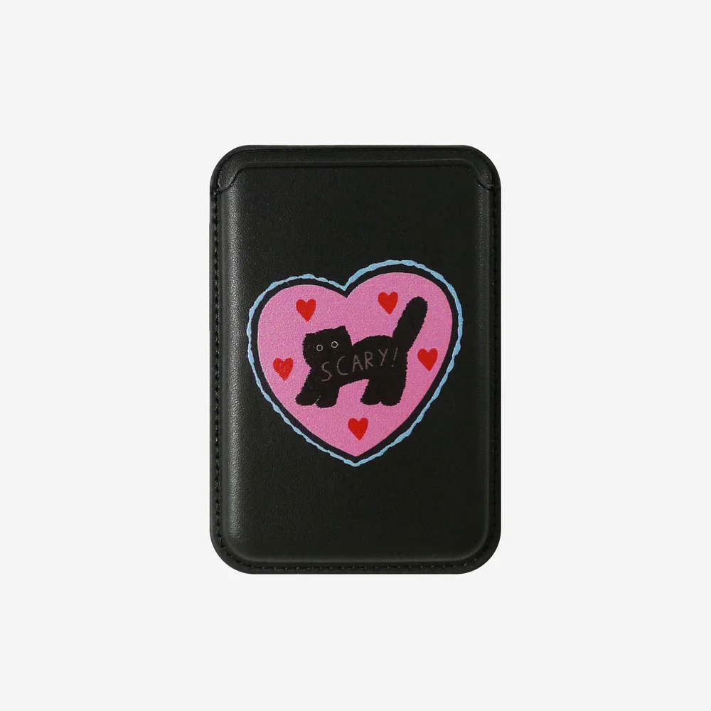 MagSafe 卡片銀包_Black-Pink Love-Scary Cat Magsafe Cardcase
