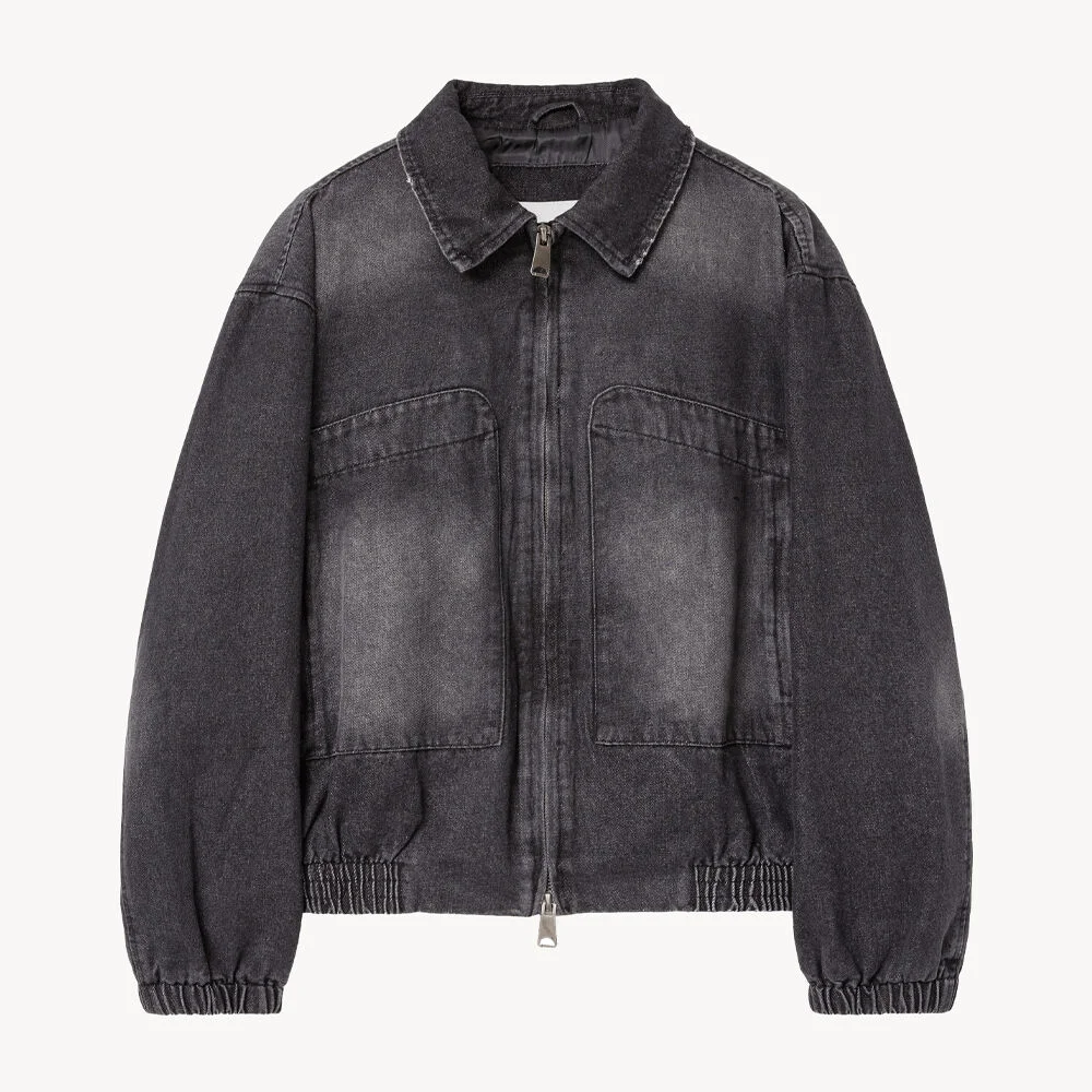 8256 復古 水洗 牛仔 外套 (BLACK)