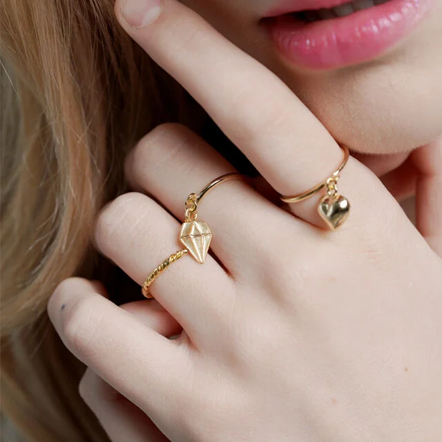 Mini dia simple drop Ring 迷你 菱形 垂肩 簡約 戒指