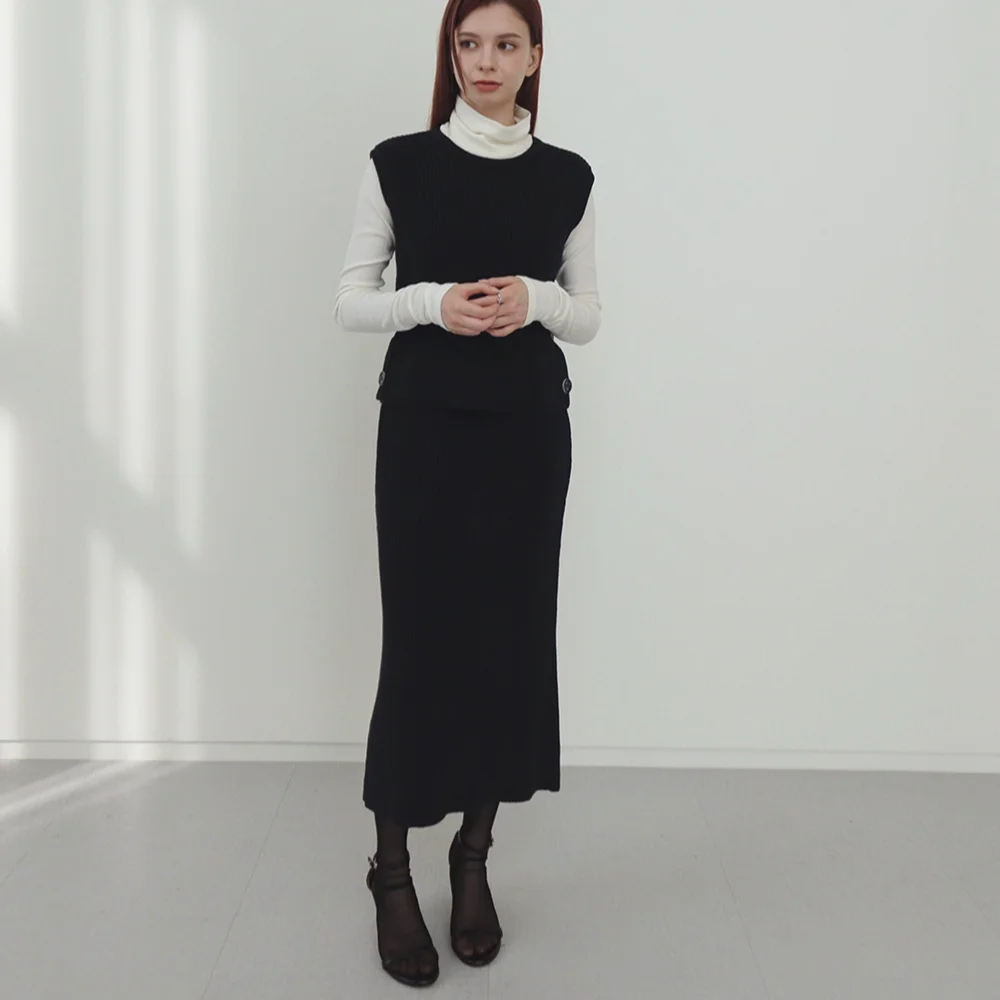 Cel Knit Skirt_Navy