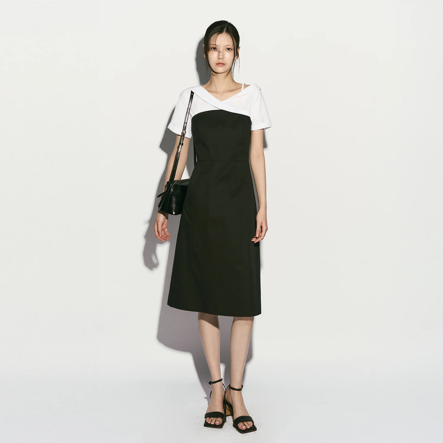 ASYMMETRIC STRAP SHIRT DRESS