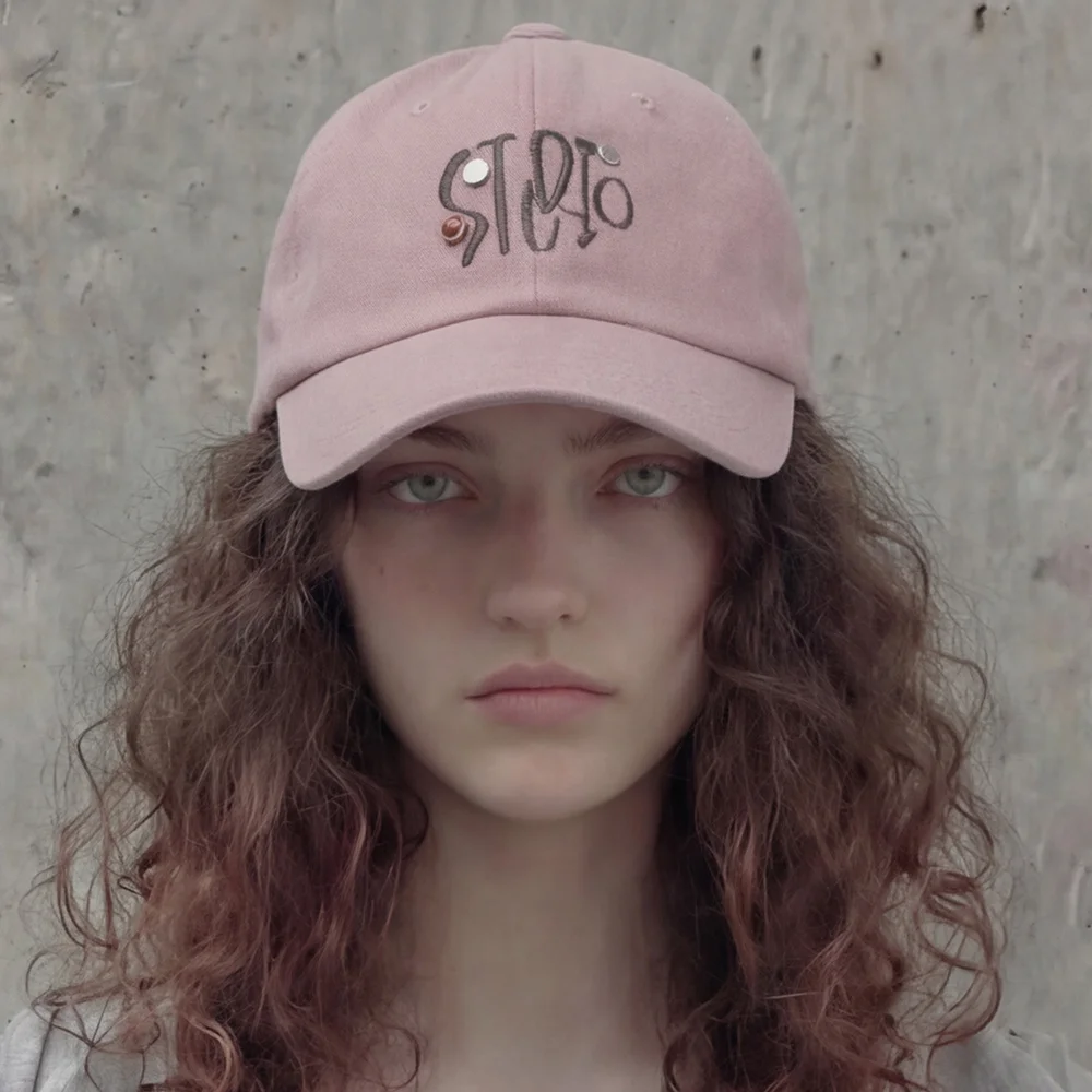 標誌 刺繡 鉚釘 點綴 日常 基本款 棒球帽 BALL CAP / JEWEL STUD / BATIK PINK