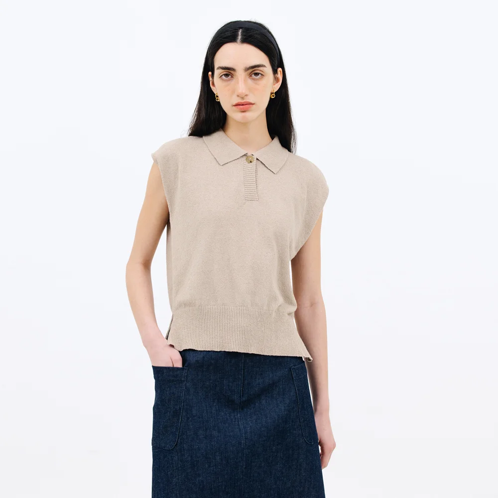 cap sleeve knit_beige