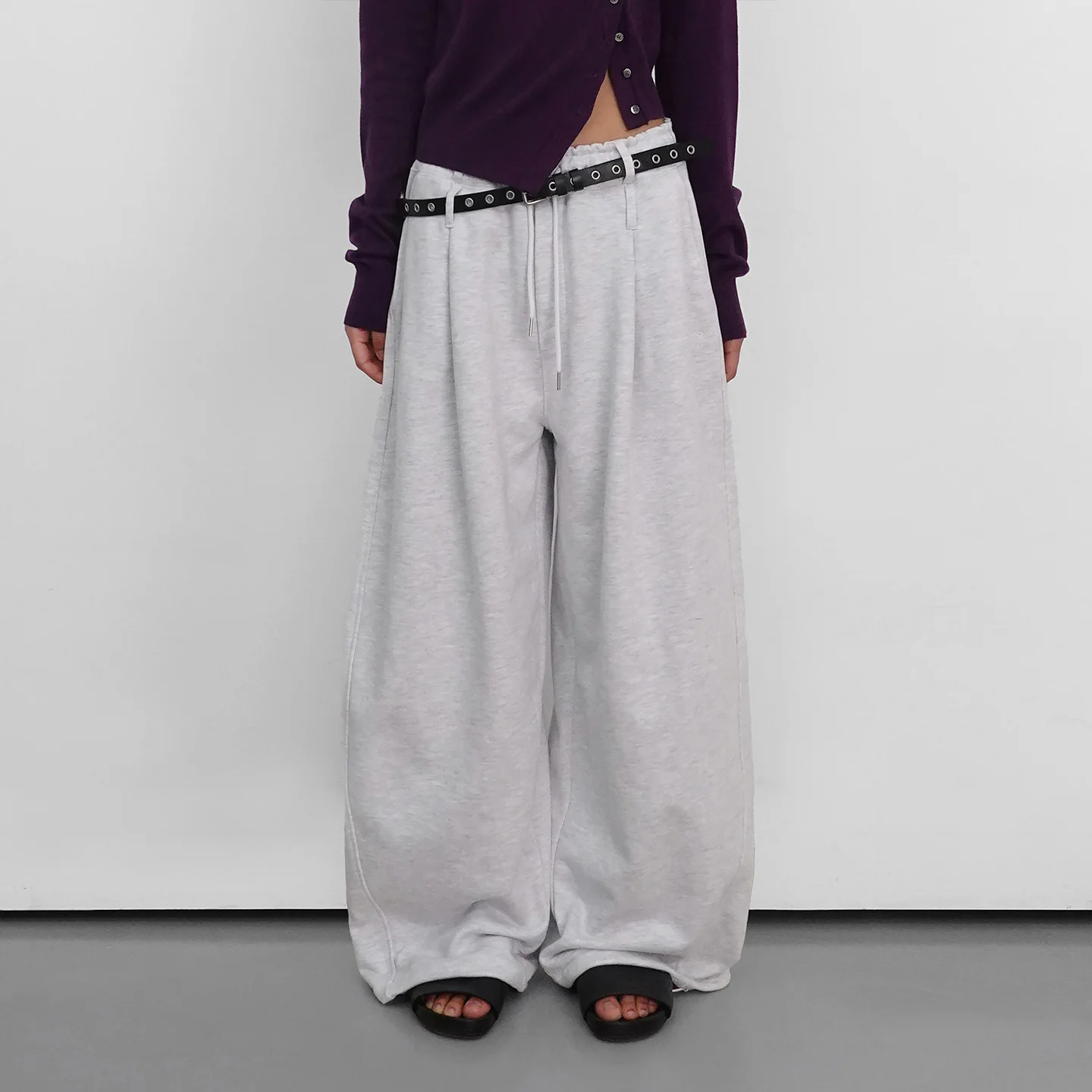OVERFIT SWEAT PANTS_MELANGE WHITE