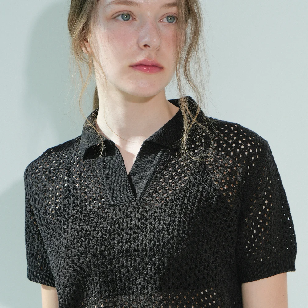 Summer Punching Collar Knit (Black)