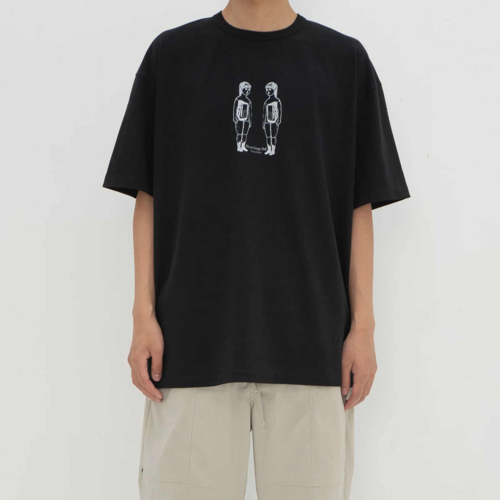 Oversized Vintage Doll T-shirt(Black)