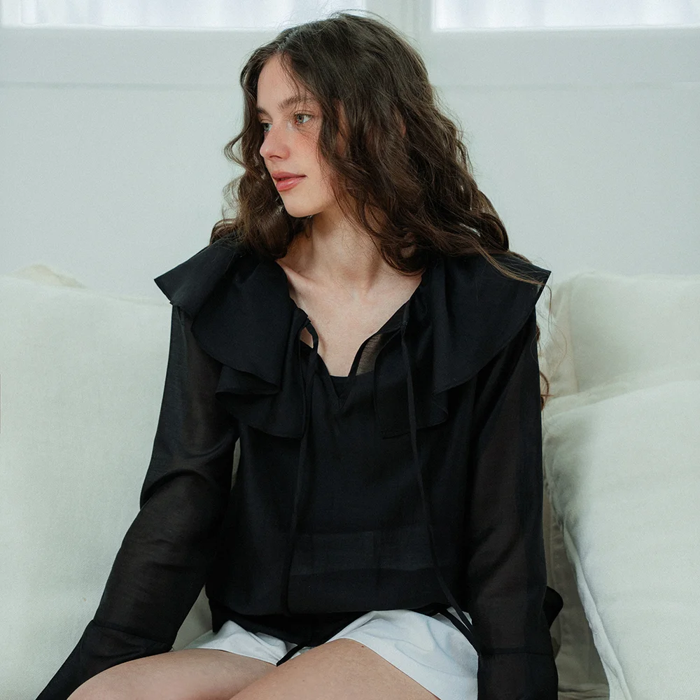 Poppy fril blouse_Black