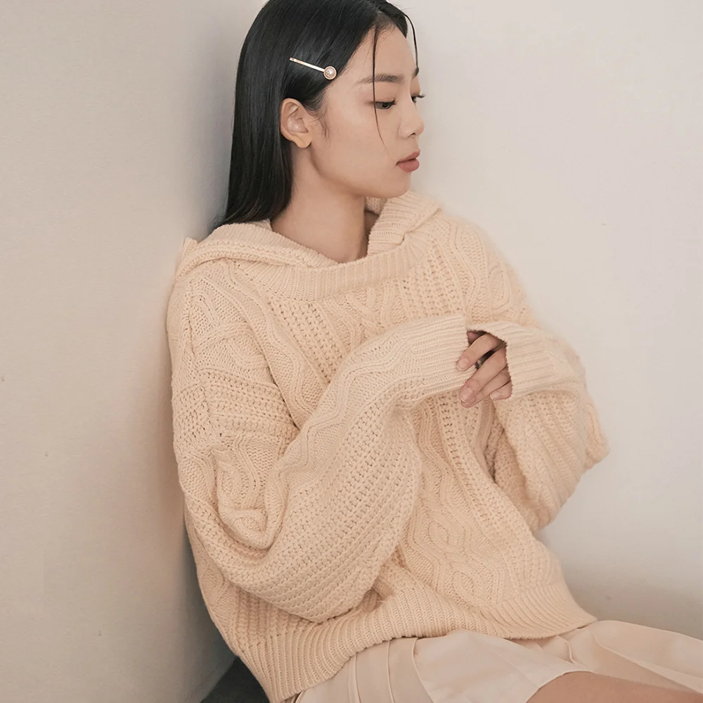 Melody Hood Knit (3color)
