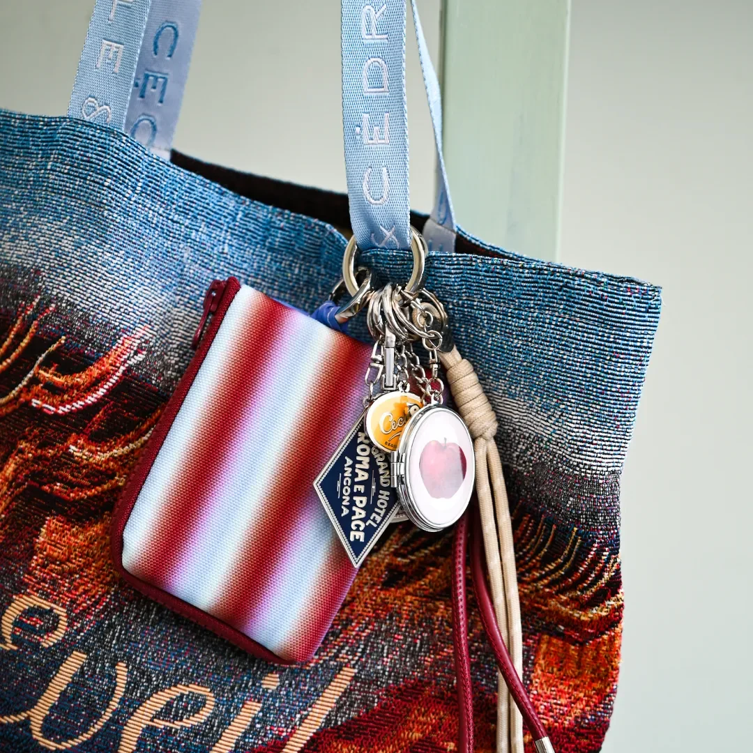 KEYCHAIN WALLET_LILAC BLUE 紫藍色 條紋
