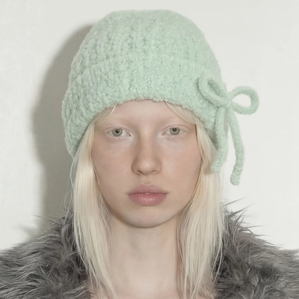 蝴蝶結 細節 馬海毛 圈圈紗 冬季 長版冷帽 RIBBON BEANIE / MOHAIR BOUCLE / ML