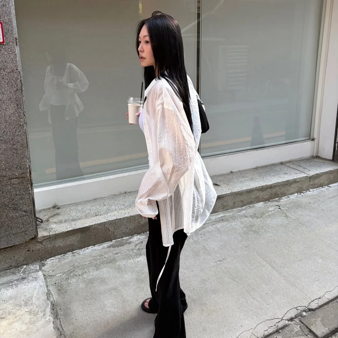 SHEER STRAP BLOUSE / WHITE