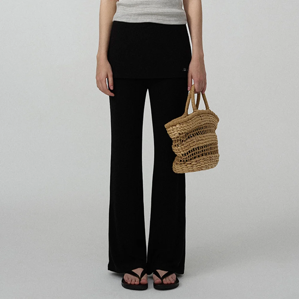 Ron Layered Skirt Pants_Black