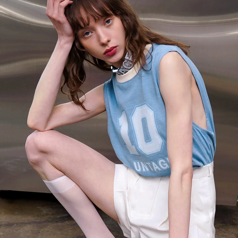 Number 印花 Ringer 無袖 T恤(UNISEX)_UTT-ST47