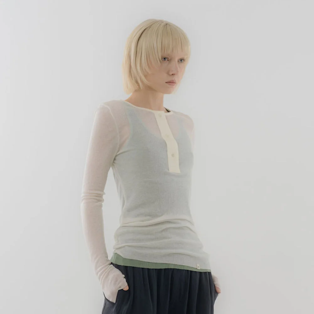 Tencel Henry Neck T_Ivory