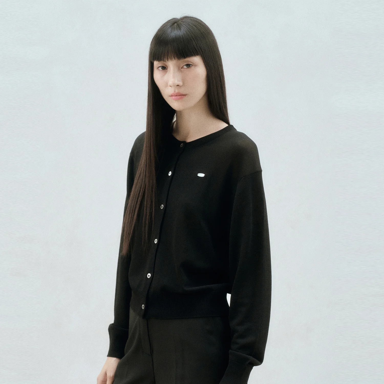 LOGO PLAQUE CARDIGAN BLACK